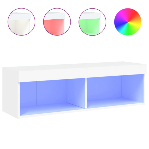 Szafka Pod Telewizor Szafka RTV Komoda Pod Telewizor Biała LED 100x30x30 cm