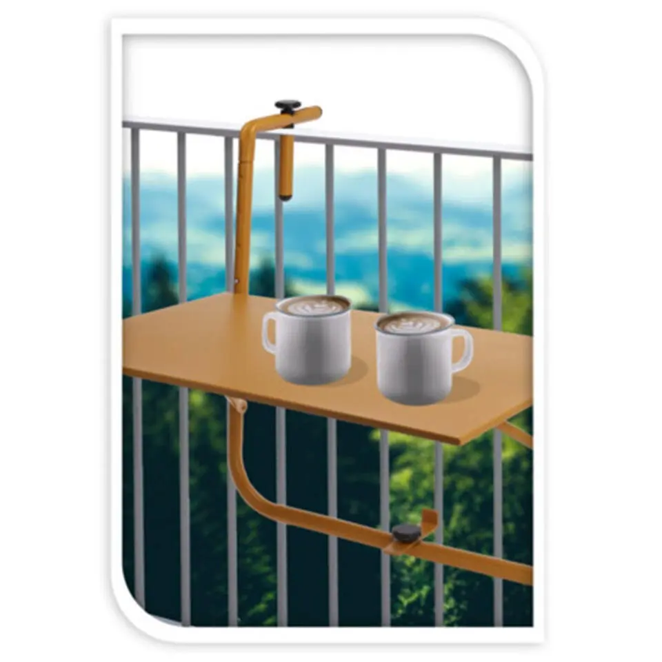 Pro Garden Balkon tafel - metaal - mat mosterd geel - 60 x 43 cm