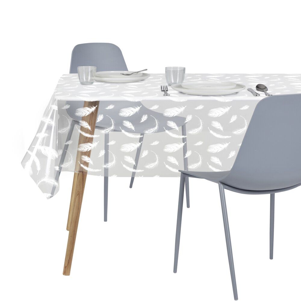 Nappe cristal rectangulaire transparente avec inscriptions 140x240cm