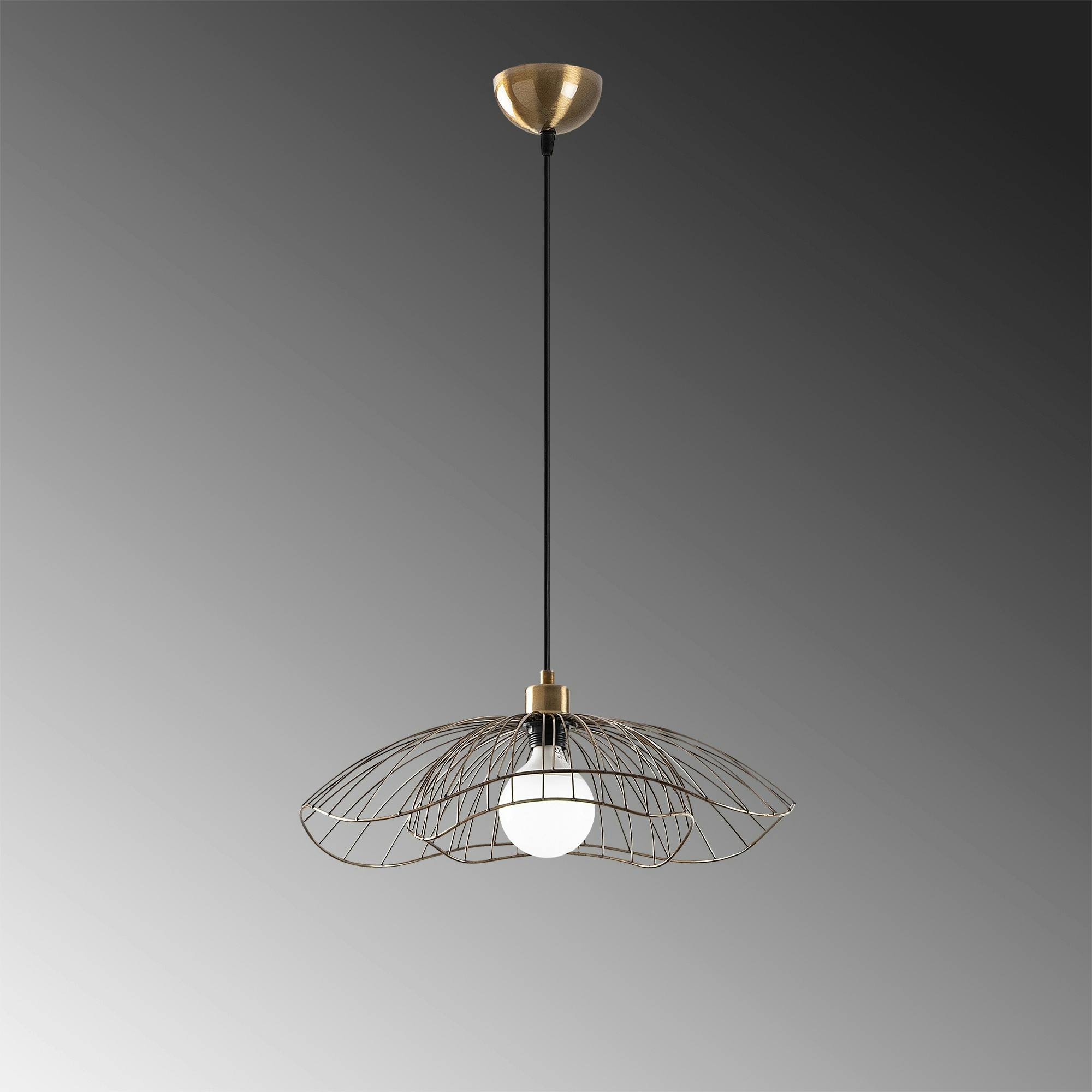 Suspension design filaire double fleur dorée 50 cm SINOP