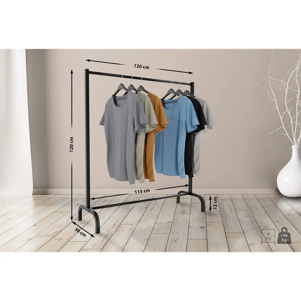 CLP Kledingrek Lara 120x120x38 cm - zwart