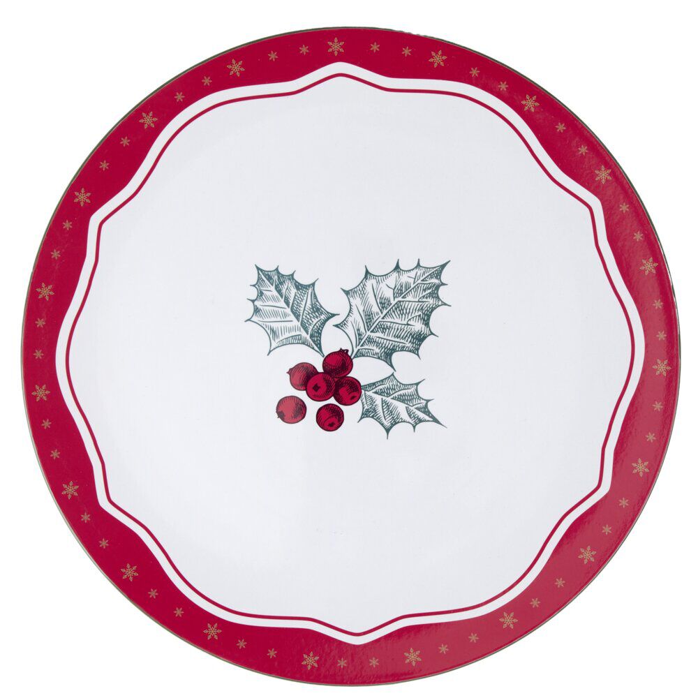 Sous-assiette No&euml;l imprimé houx PP Ø33 cm rouge