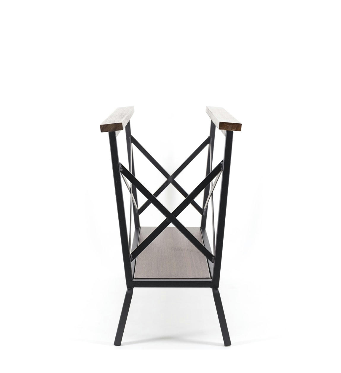 - Porte-revues en métal noir et bois