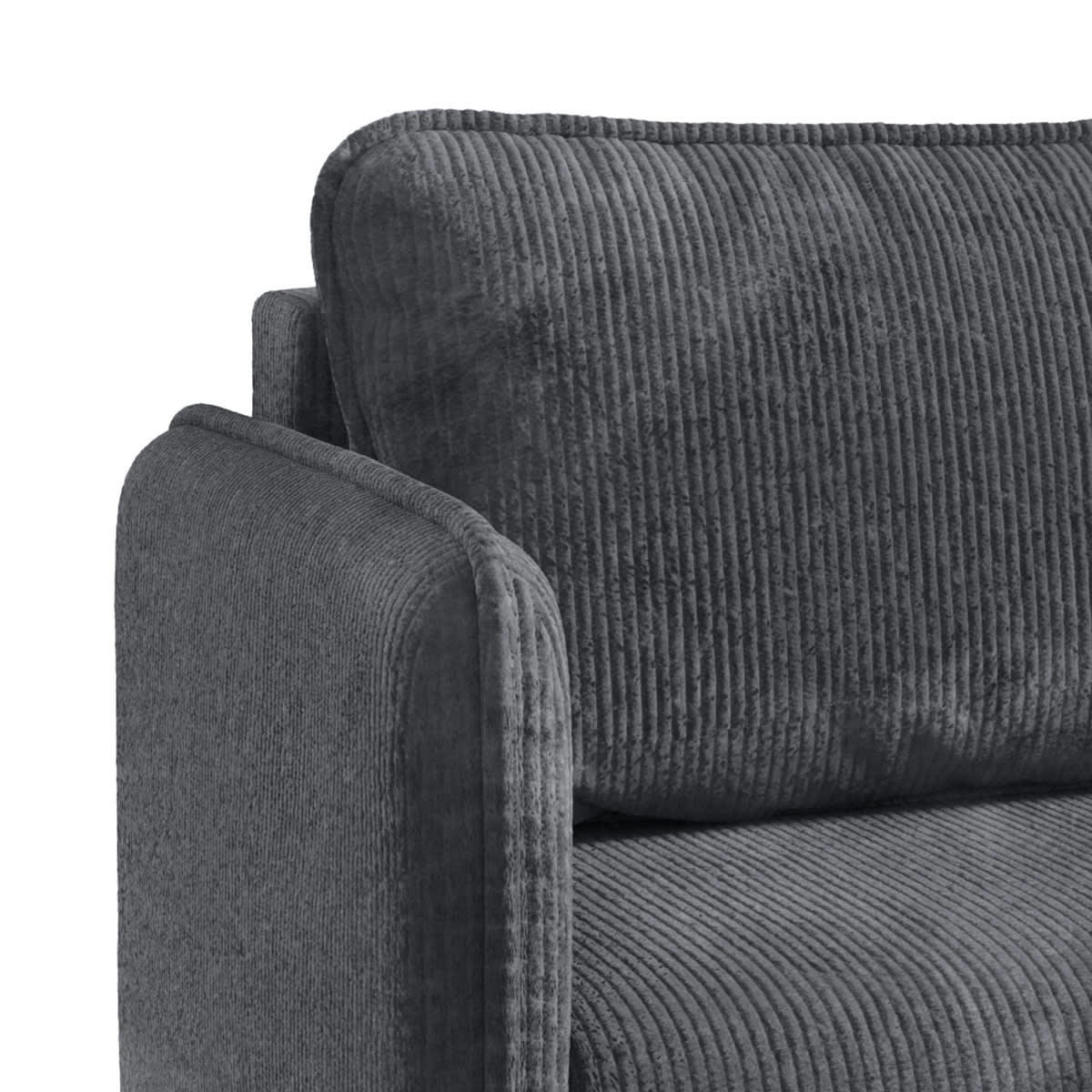 - Canapé convertible 3 places velours côtelé gris
