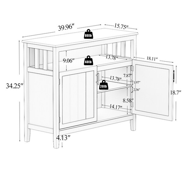 Nestfair Kitchen Storage Sideboard With 2 Shelves