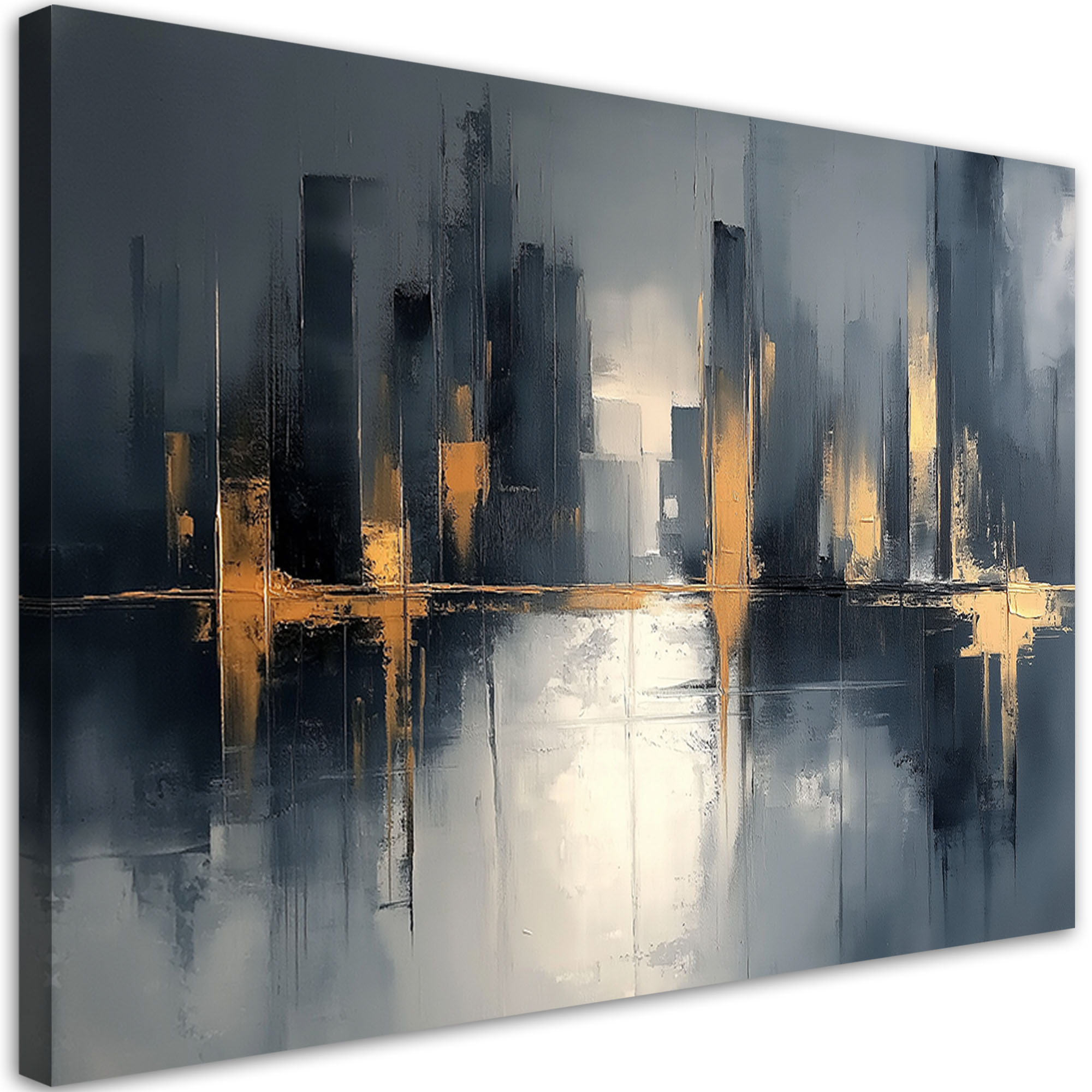 Feeby Obraz na płótnie, Abstrakcja Czarno Złota 60x40