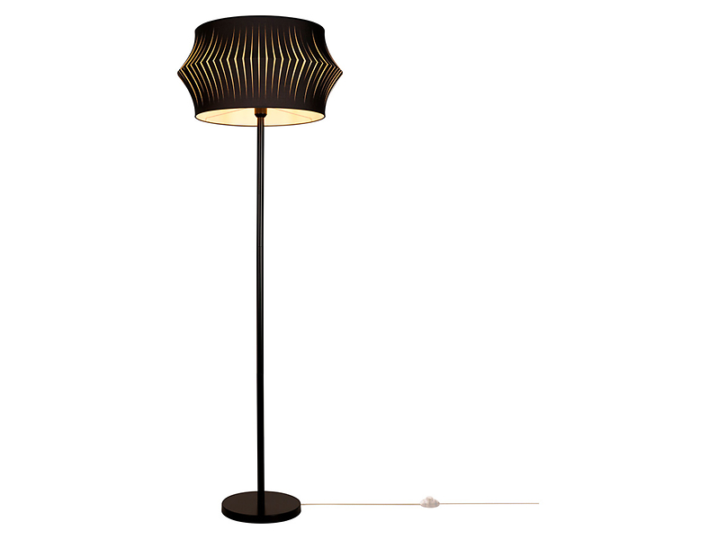 Lampa podłogowa Lotus tkaninowa czarna
