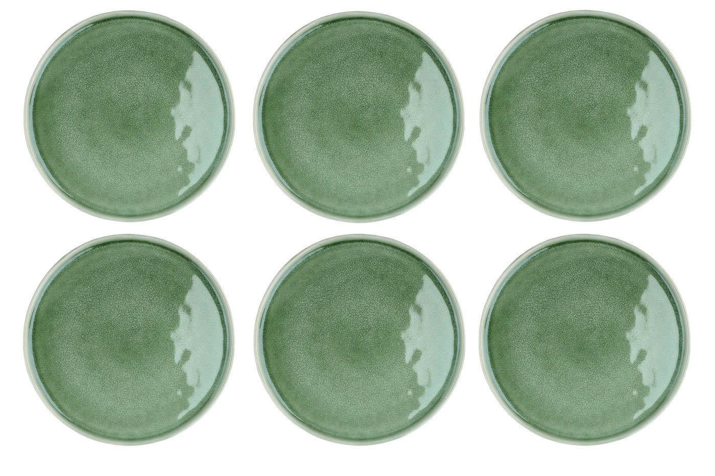 MAGMA - Lot de 6 assiettes plates en grès vert D27