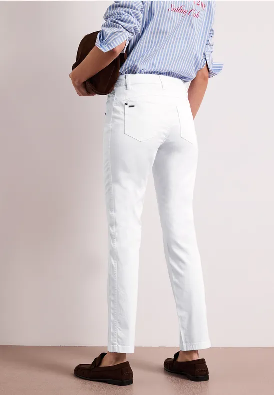 Mid Waist Slim Leg Hose im Satin-Look