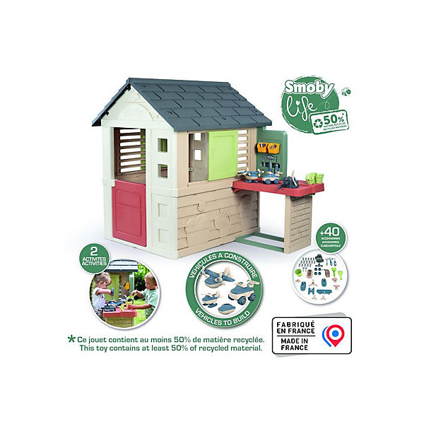 Maisonnette SMOBY Life Nature avec atelier integre et 39 accessoires 151 cm