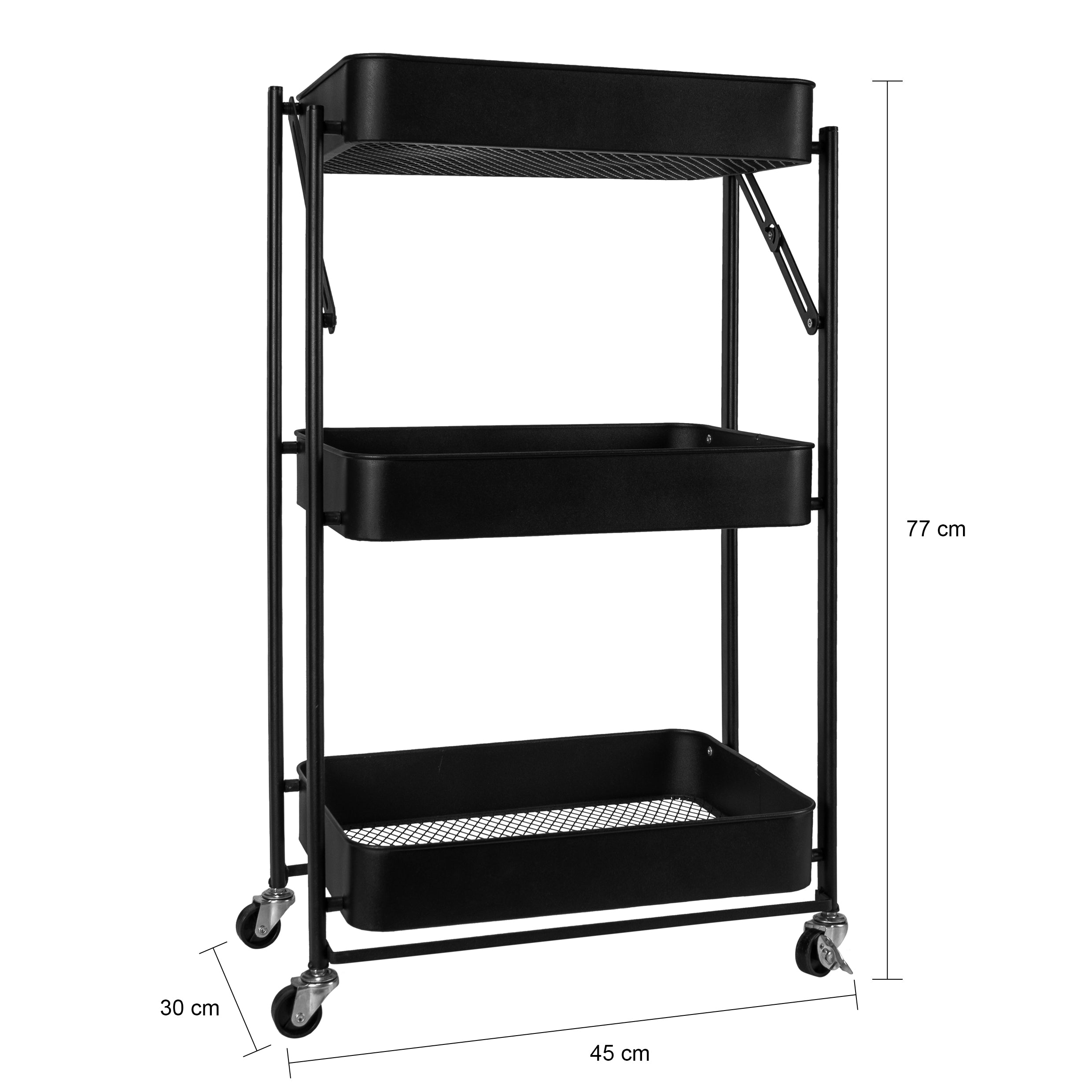 QUVIO Keukentrolley metaal opvouwbaar met 3 lagen en op wieltjes