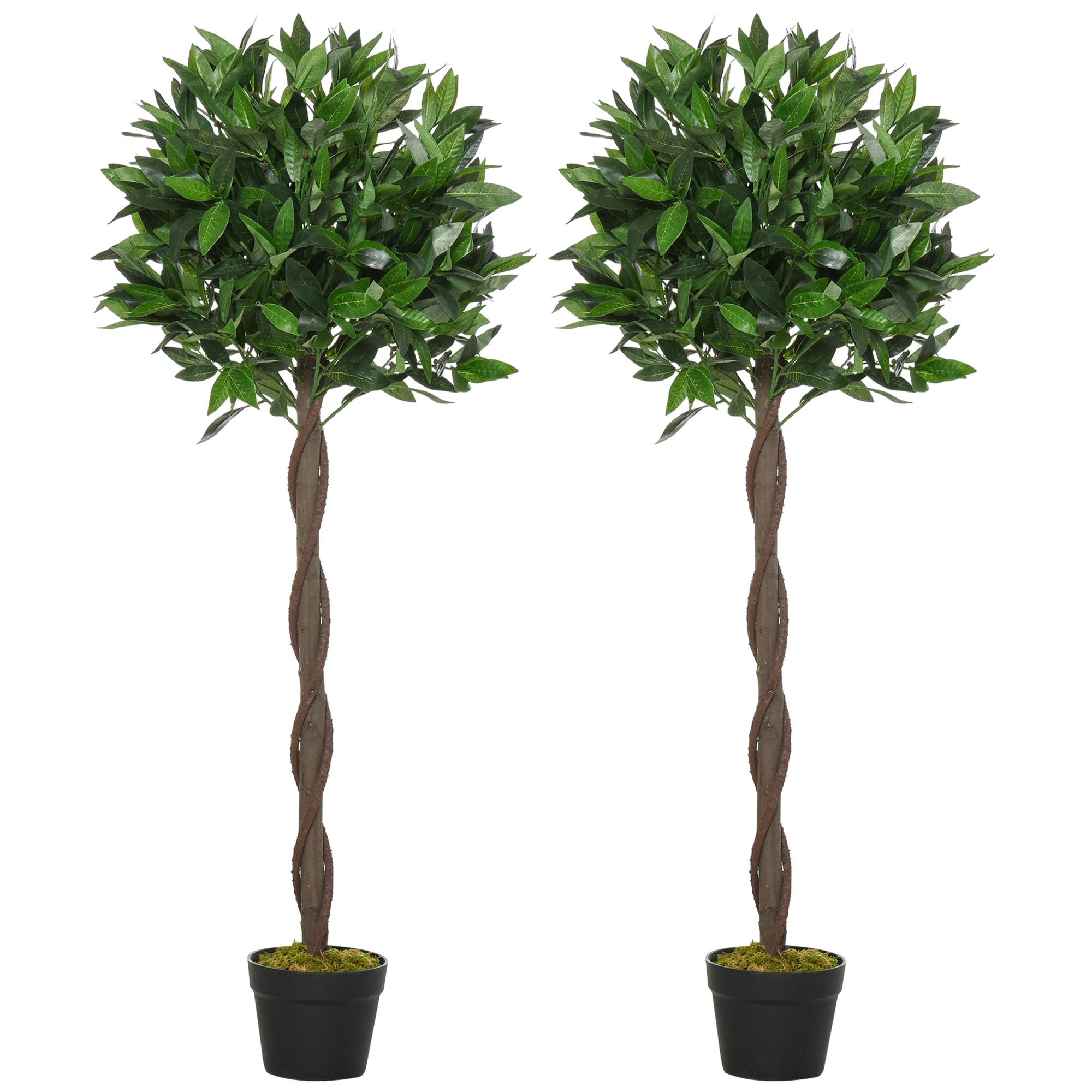 - Lot de 2 lauriers boules artificiels H.1,20H m pot inclus noir vert