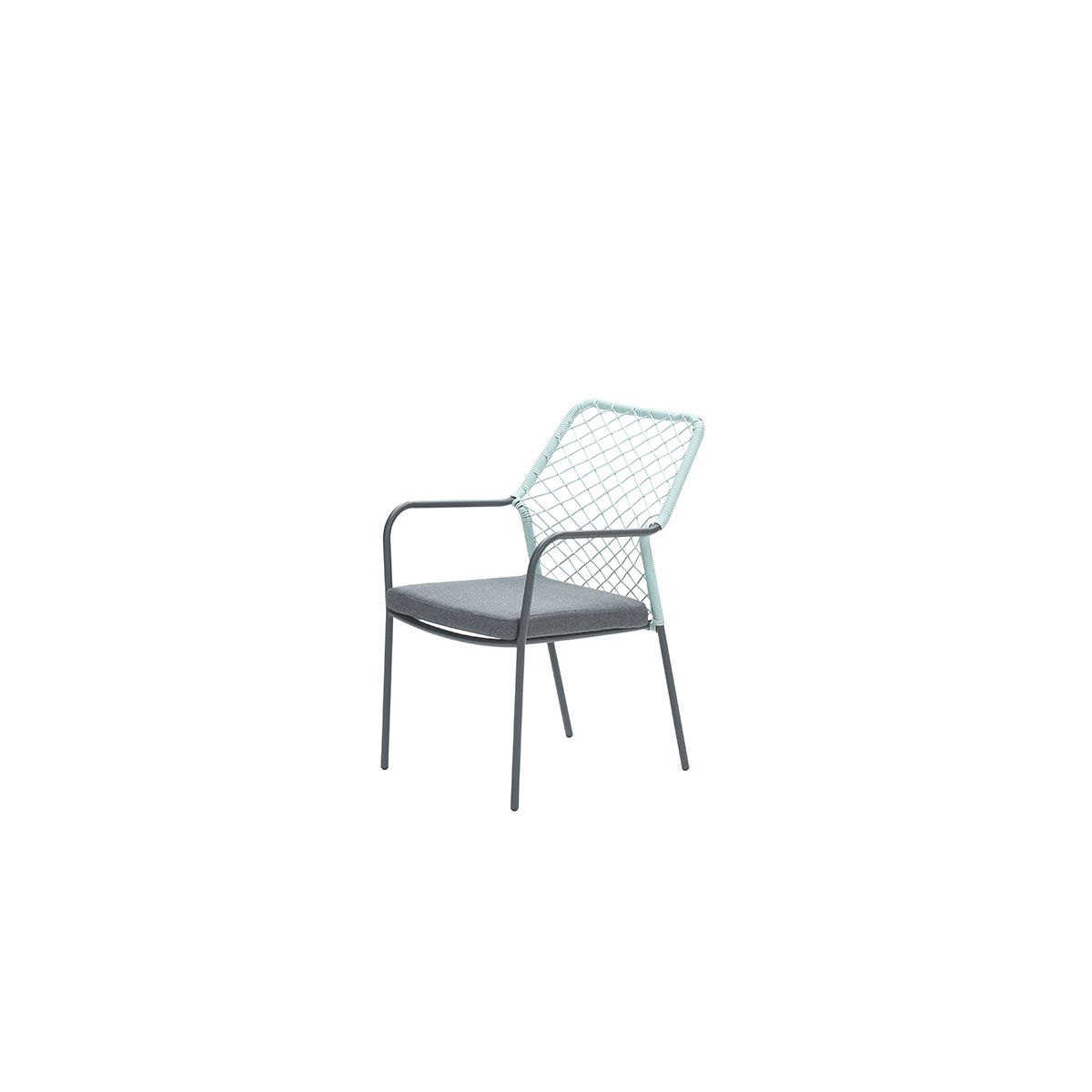Dido dining fauteuil - carbon black - rope zachtgroen - mystic grey