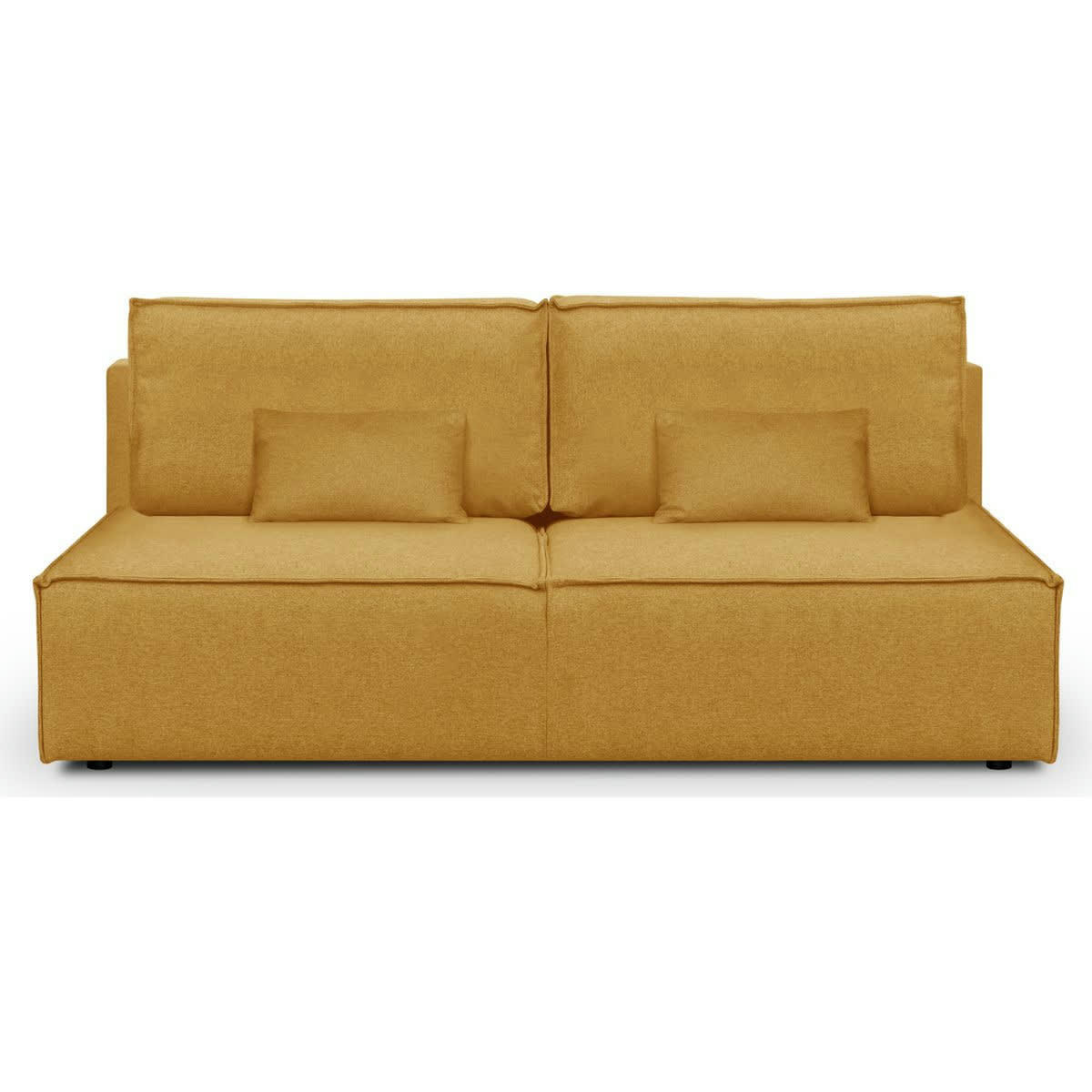 MILLA NEW - Canapé convertible 3 places avec coffre en tissu jaune moutarde
