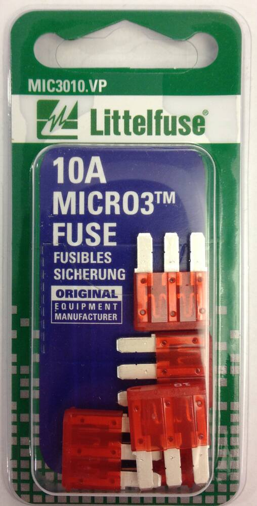 Littelfuse Micro3 Blade 32V Ag 10A Fuse, 5-pk