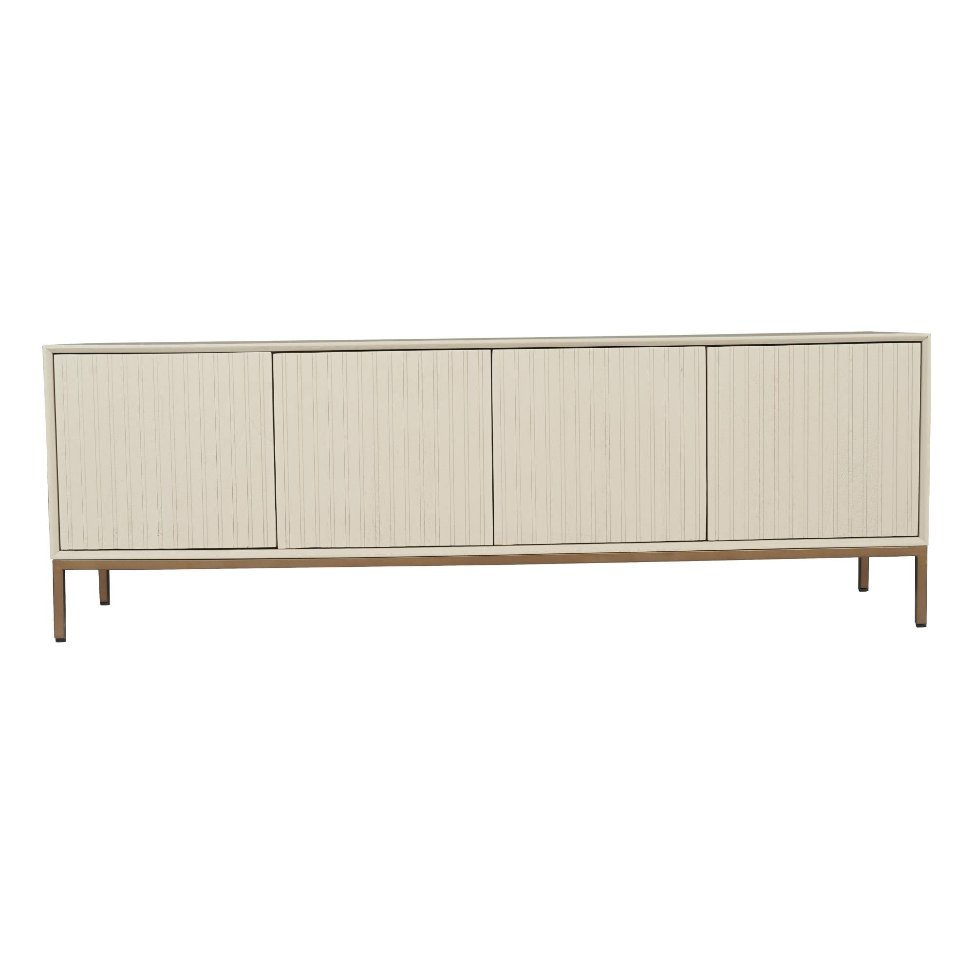 Meuble TV bois sable 4 portes rainurées CORTINA