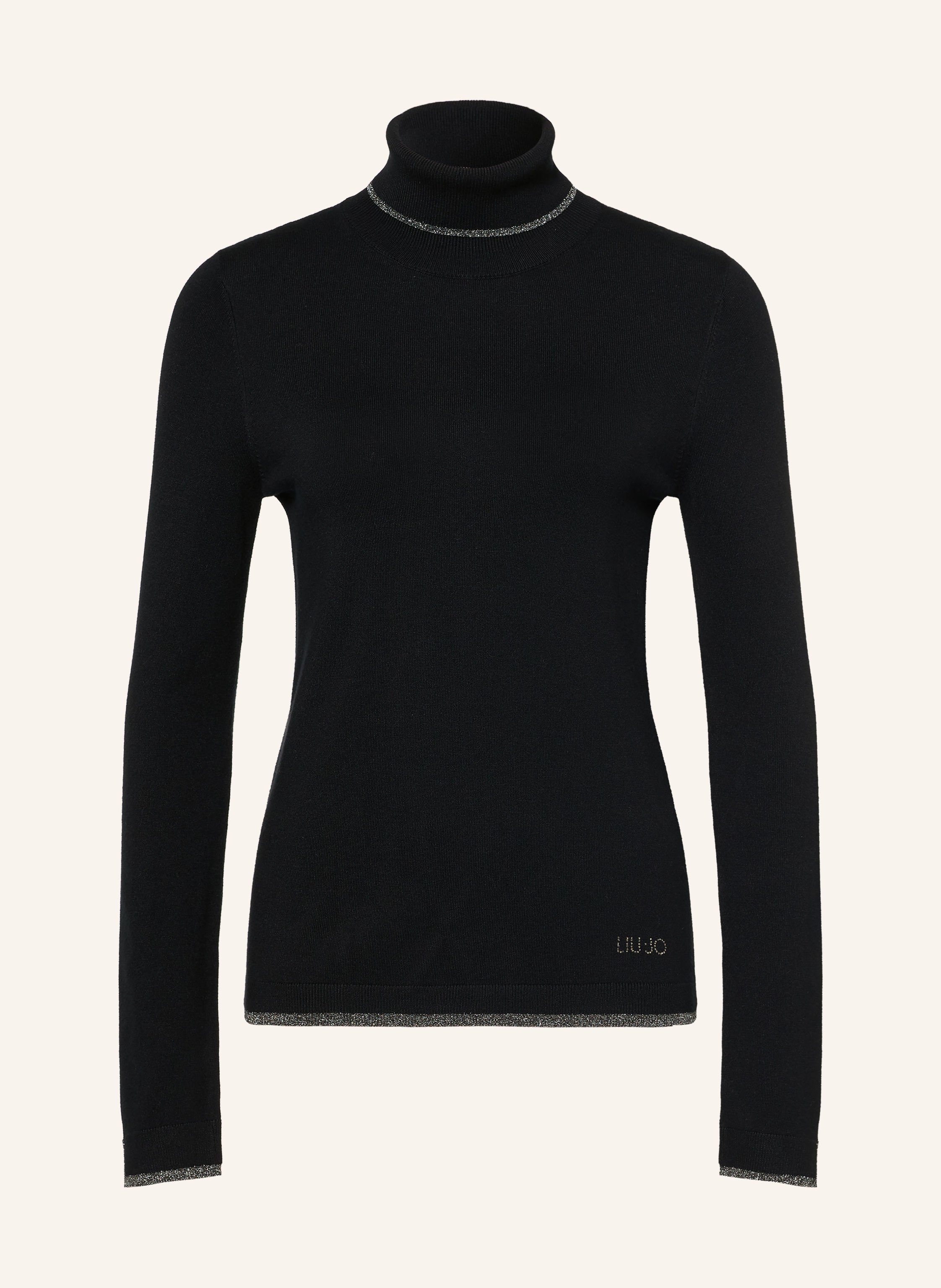 LIU JO Rollkragenpullover mit Glitzergarn und Schmucksteinen