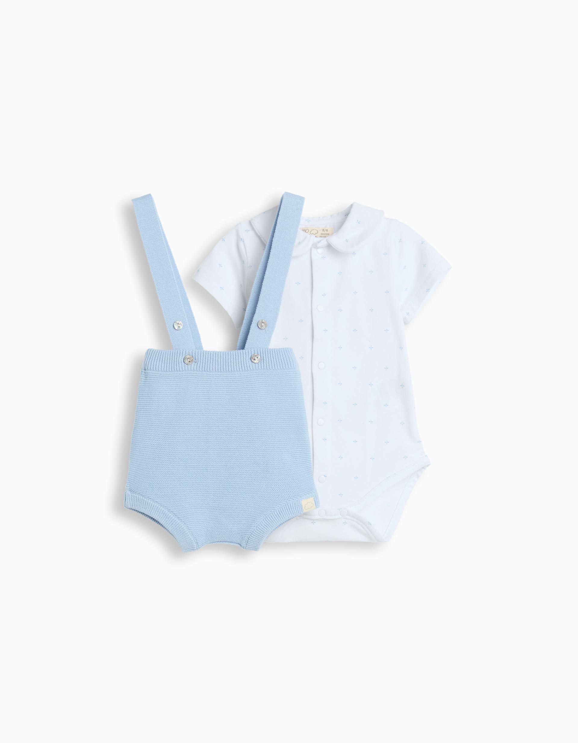 Conjunto Body e Macacão, Recém-Nascido, Azul Claro