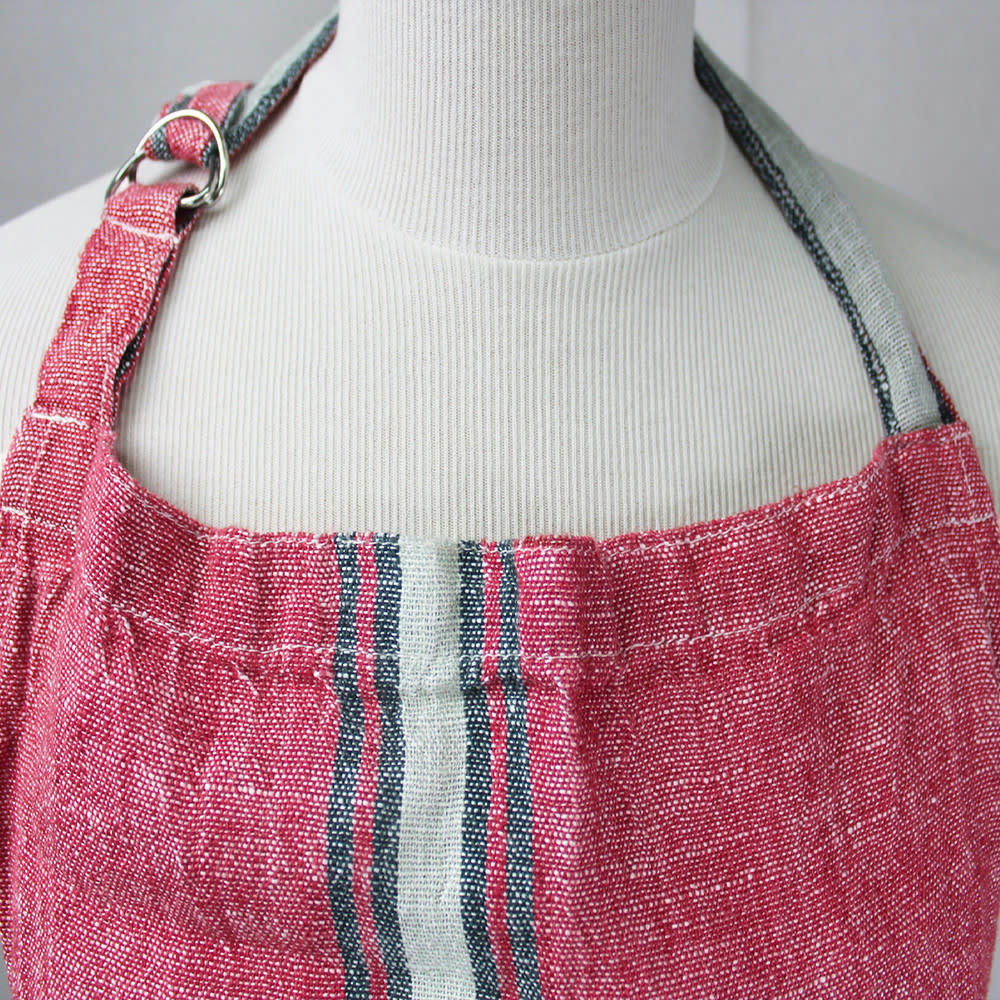 COSTA AUBERGINE - Tablier  pur lin rose 79.5X90