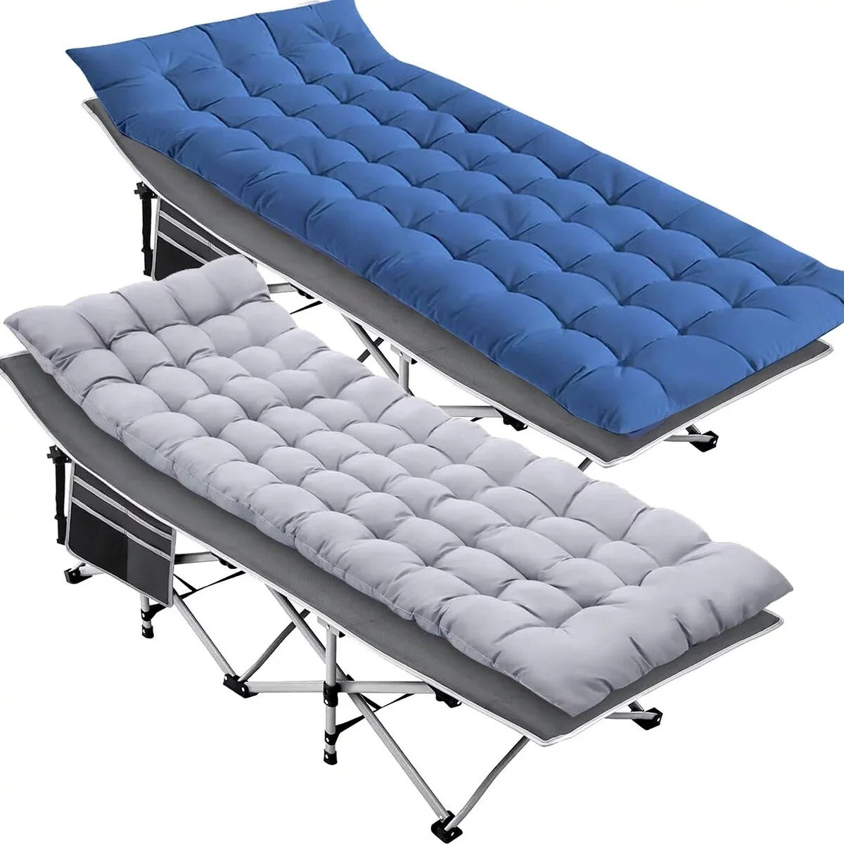 Folding Camping Cots with Removable Cotton Mattress (2 in a set), 600 lbs