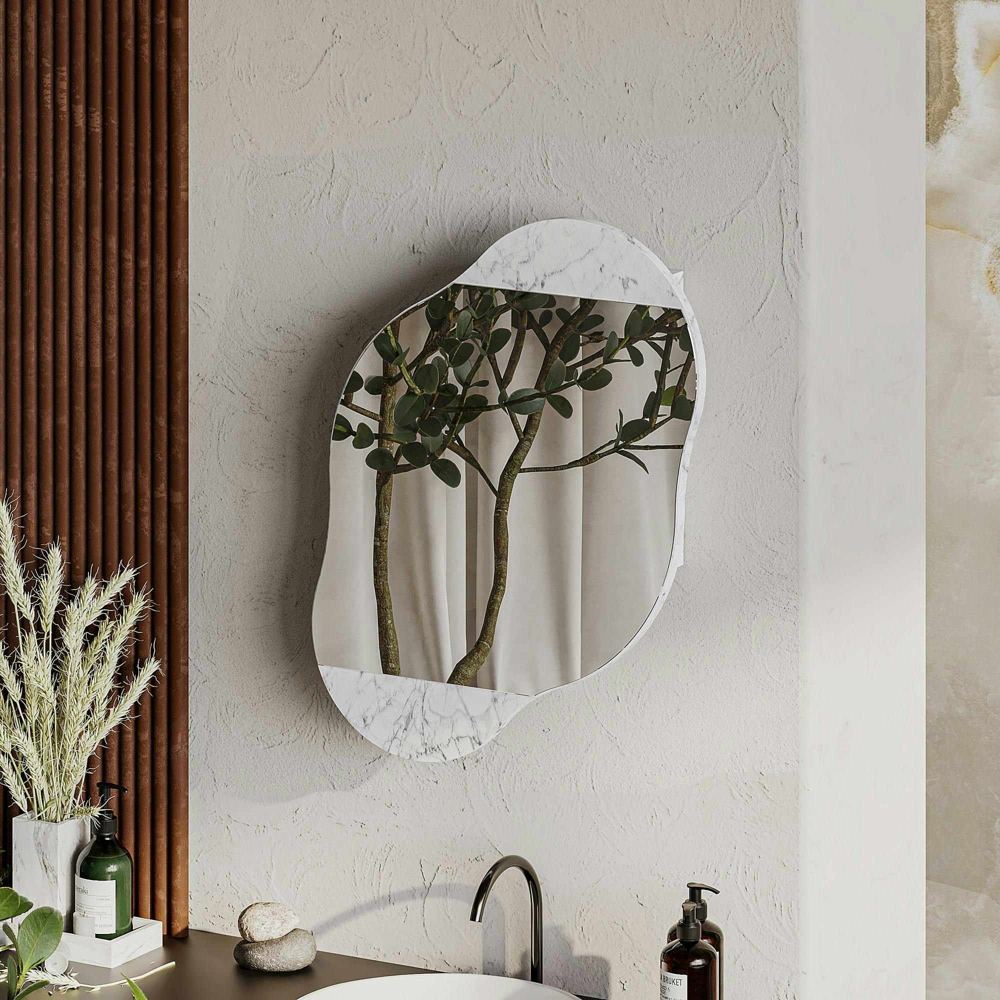 Armoire de toilette organique effet marbre 1 miroir CODY