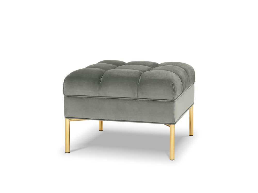 KAROO - Pouf velours gris clair