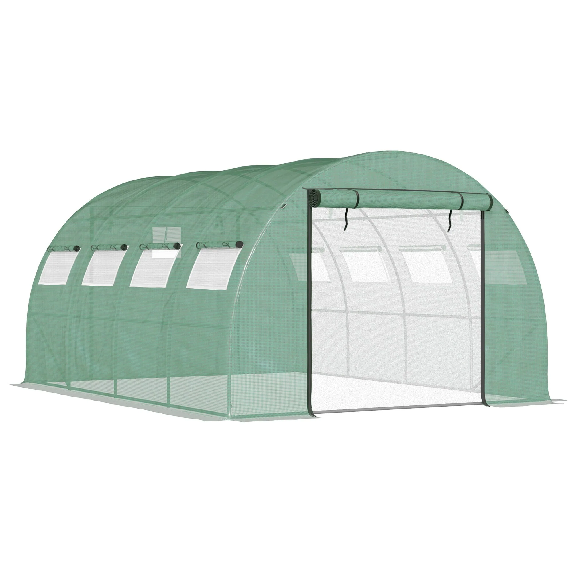 UV-Resistant Hoop Tunnel Tent Greenhouse Shed with Zipper Doors & Mesh Windows Garden Shed, Gardening Plant Hot House, Arch Roof
