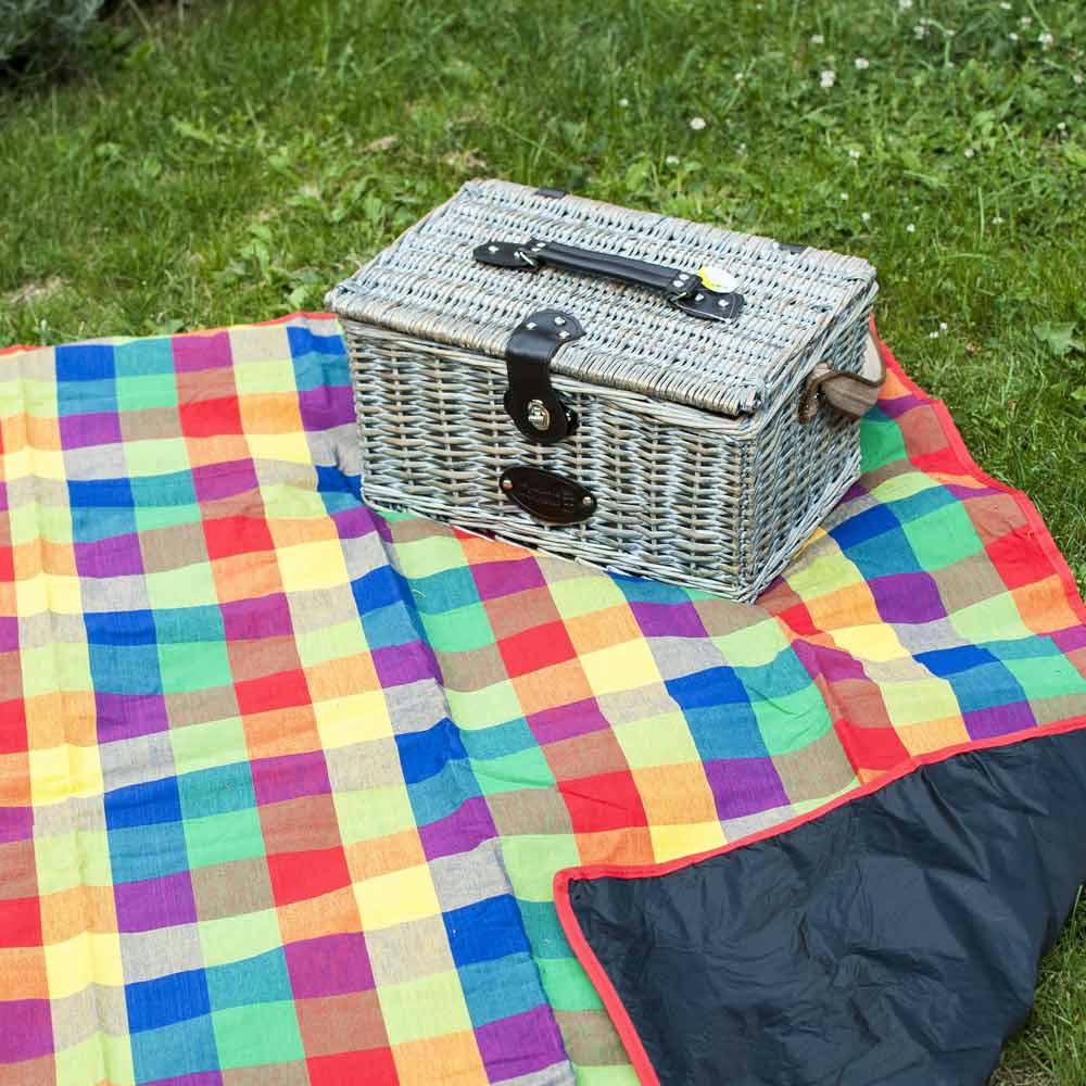 - Nappe pique-nique imperméable aux carreaux multicolore 140x140 cm