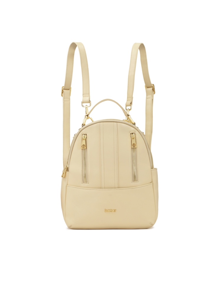 Leather backpack with numerous pockets