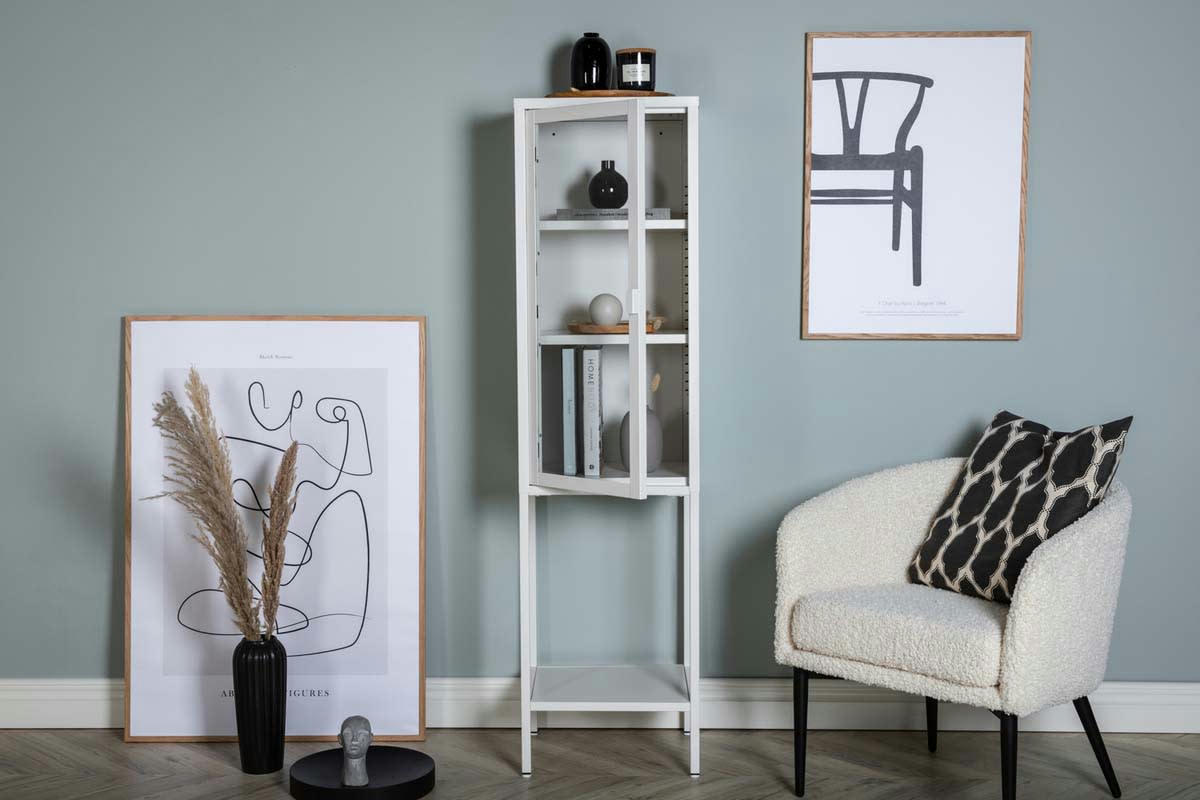 - Armoire vitrée avec étagère en acier misha blanc