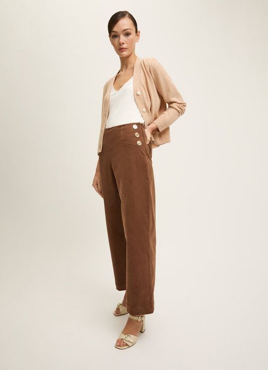 Hans Brown Wide Leg Crop Sailor Cord Trouser