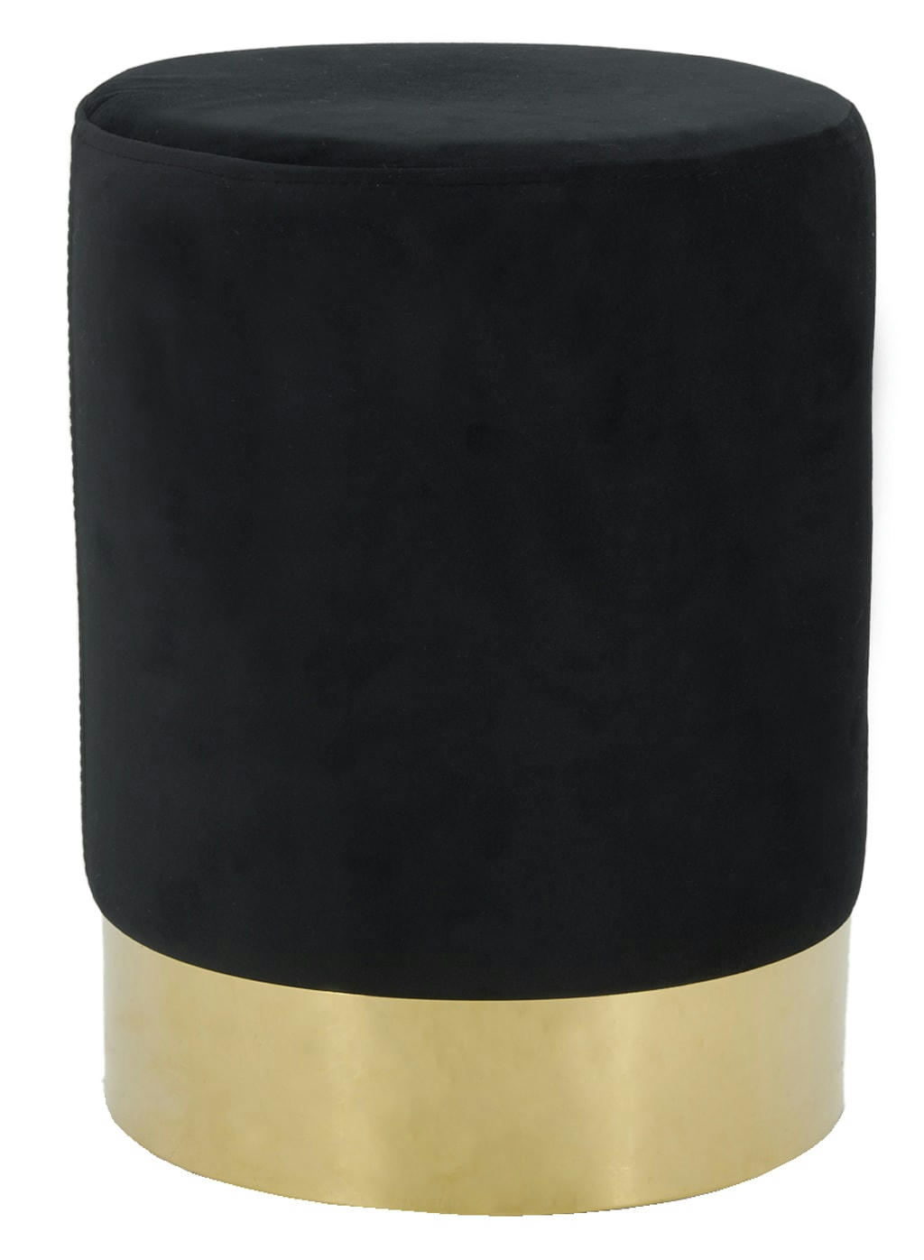 - Pouf en velours et métal doré noir