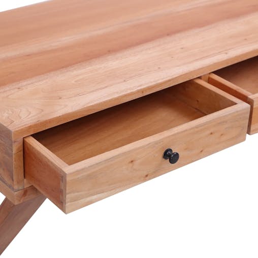 NNEVL Computer Desk Natural 115x47x77 cm Solid Mahogany Wood