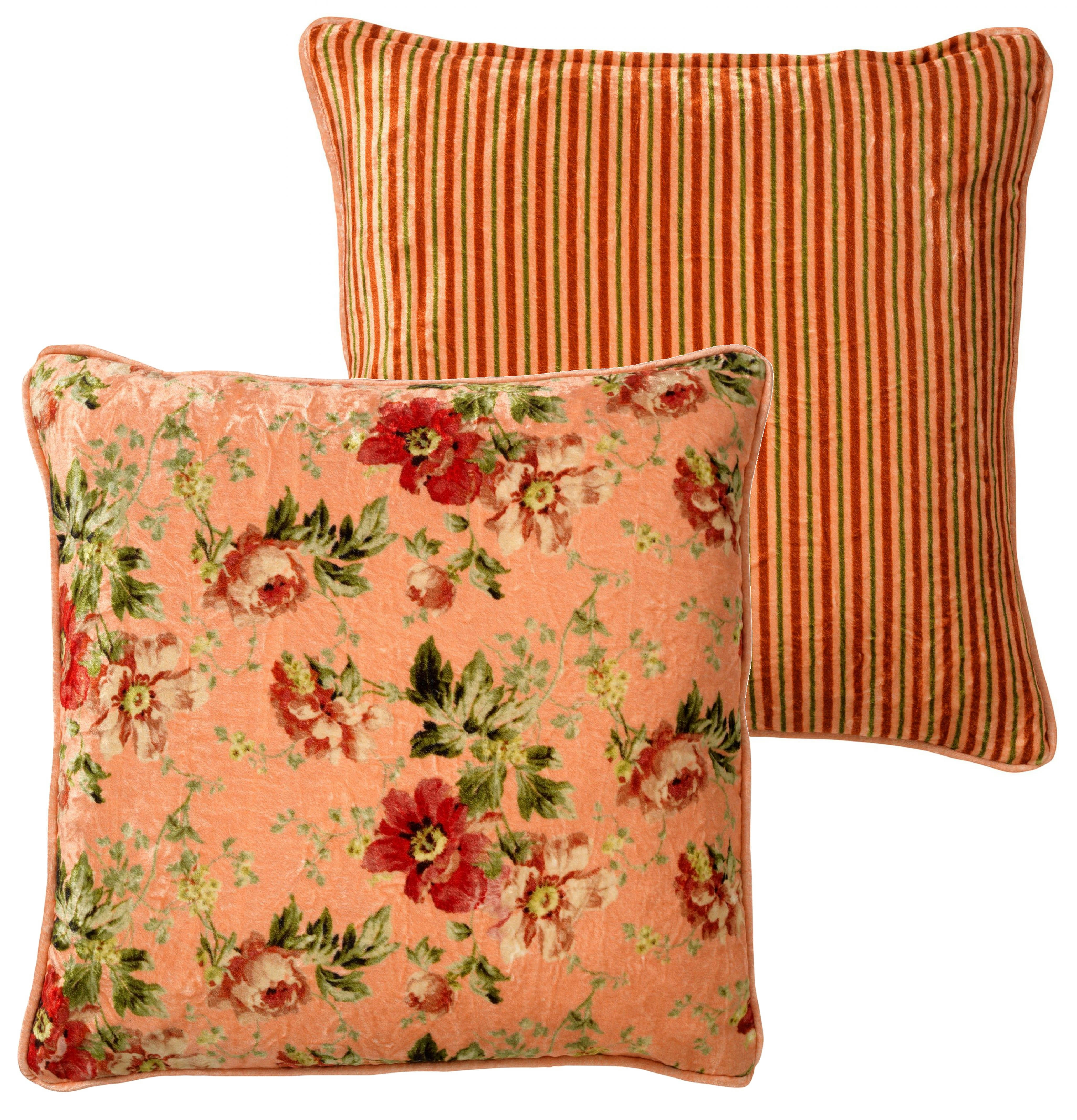 MEIS - Housse de coussin rose doux-45x45 cm avec motif fleuri
