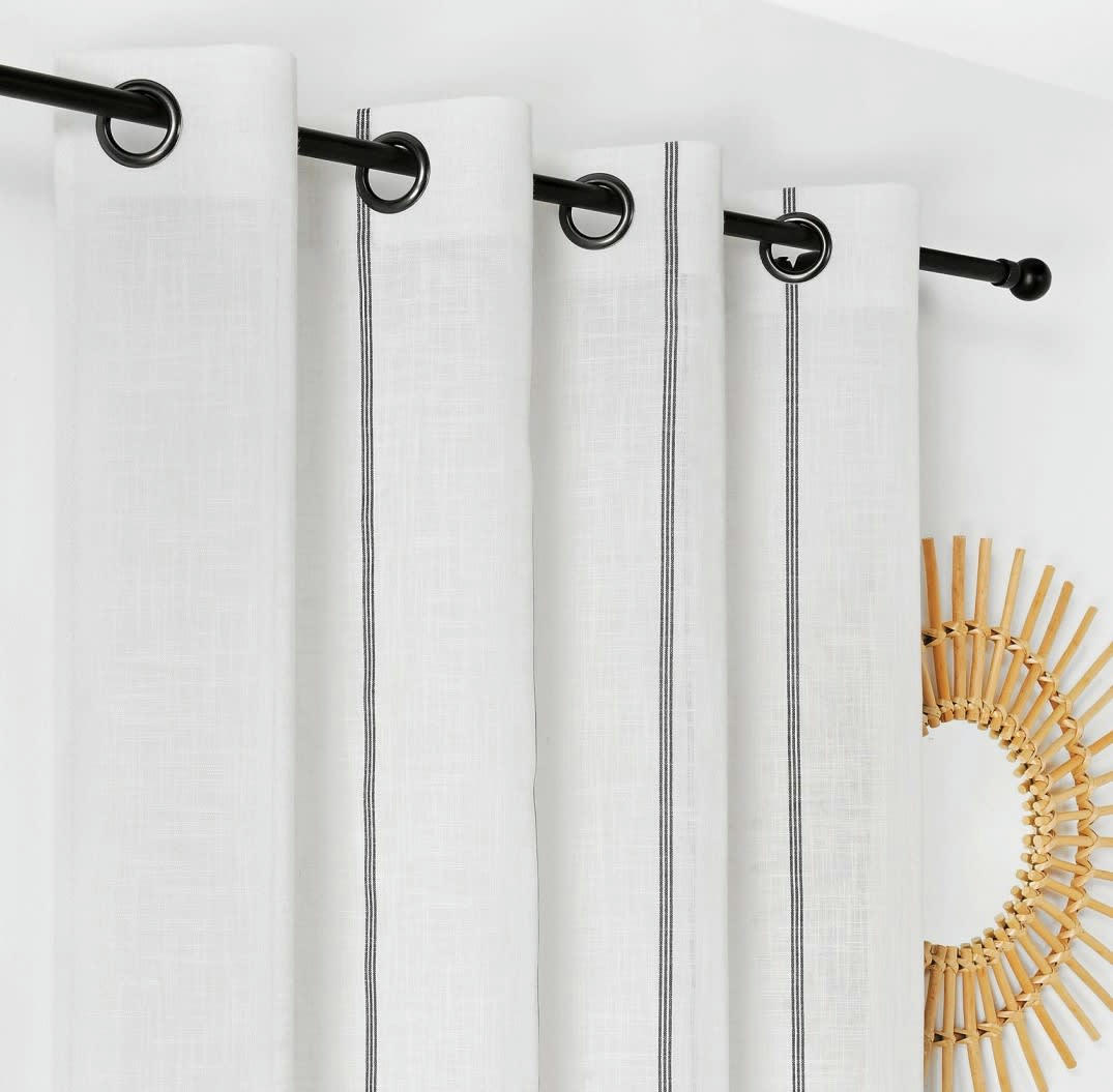JEANNE - Rideau naturel chic blanc 145x260cm