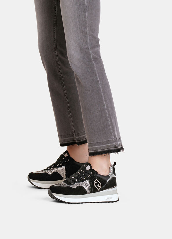 Sneakers platform effetto laminato