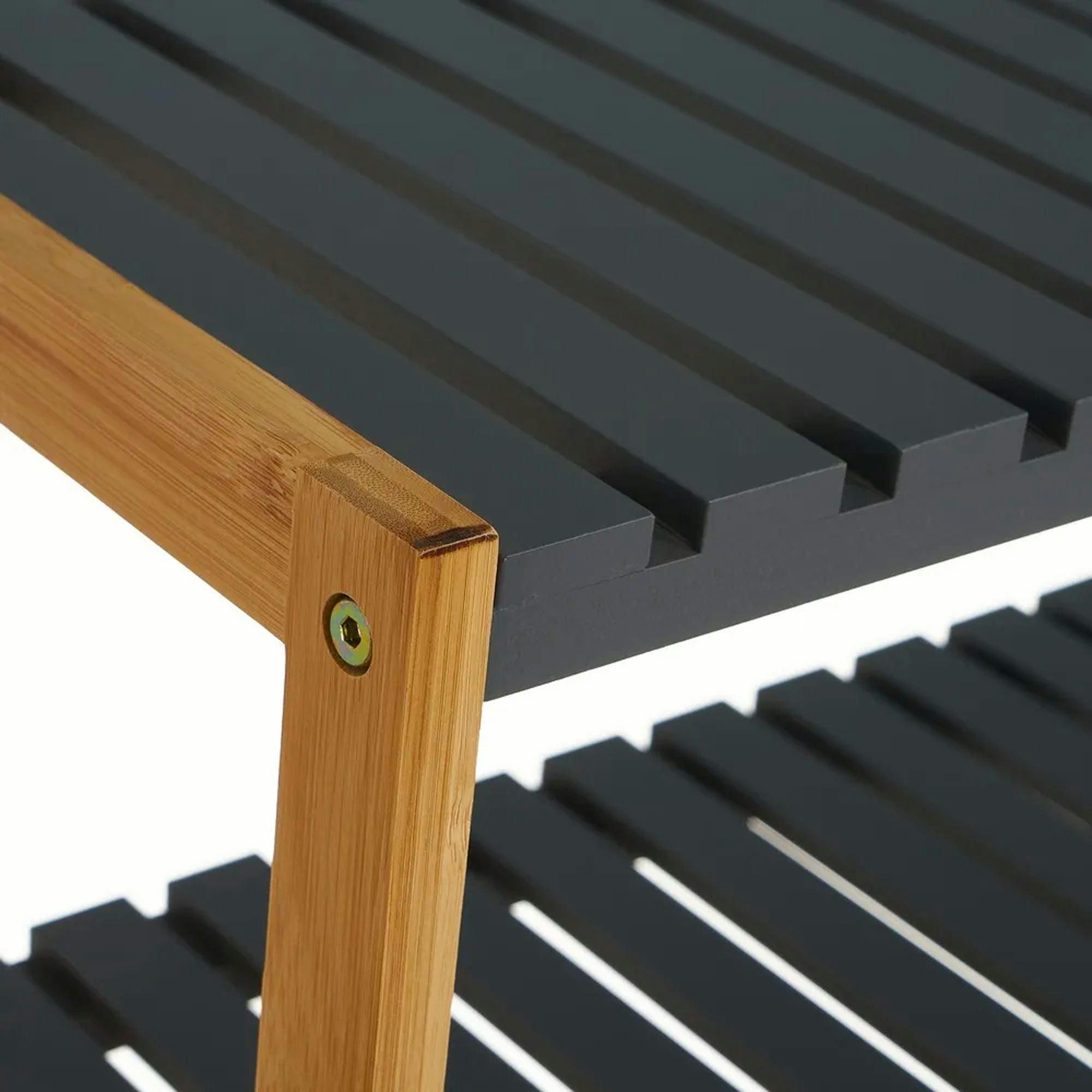 - Étagère à chaussures bambou étroite 3 niveaux grise