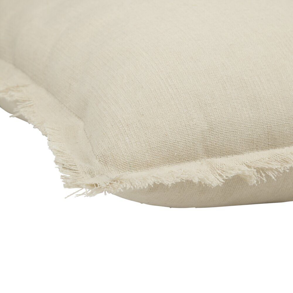 Coussin carré lin Indie contour à franges couleur unie 43x43cm (2 modèles)