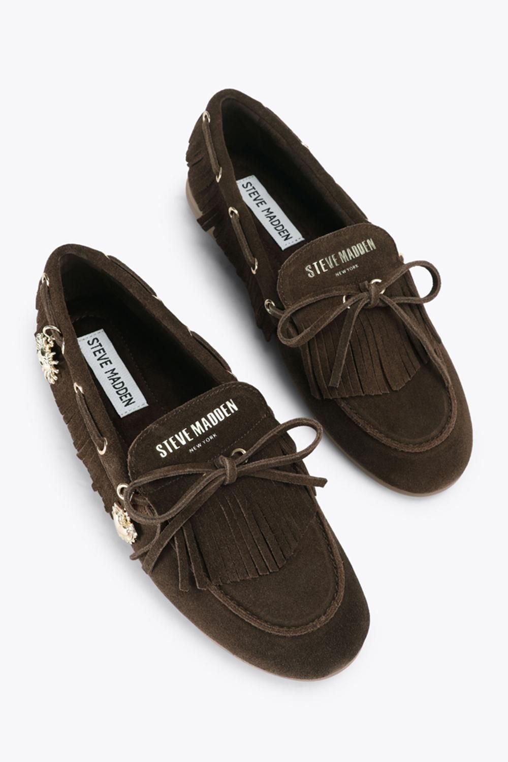 STEVE MADDEN Rascals Dark Brown Suede' Suede Flats