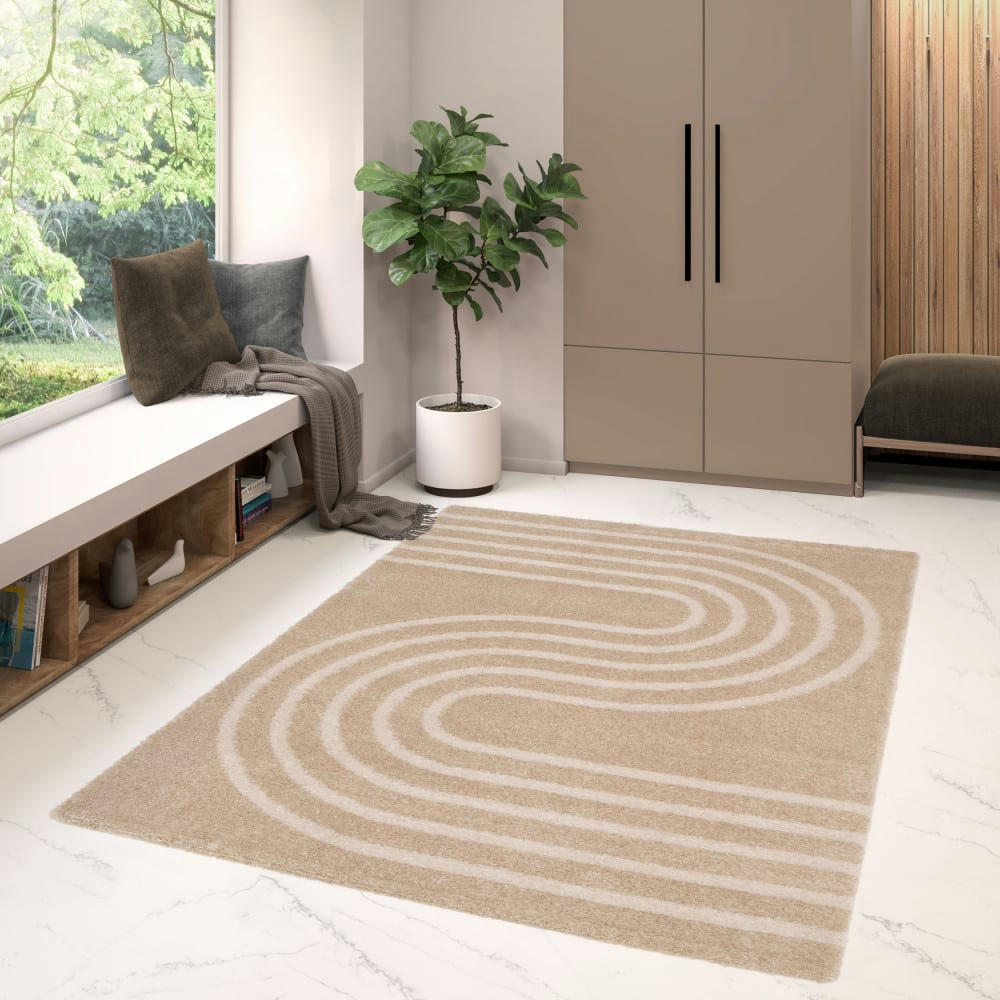 WANDA - Tapis contemporain à motif géométrique beige 160x230 cm