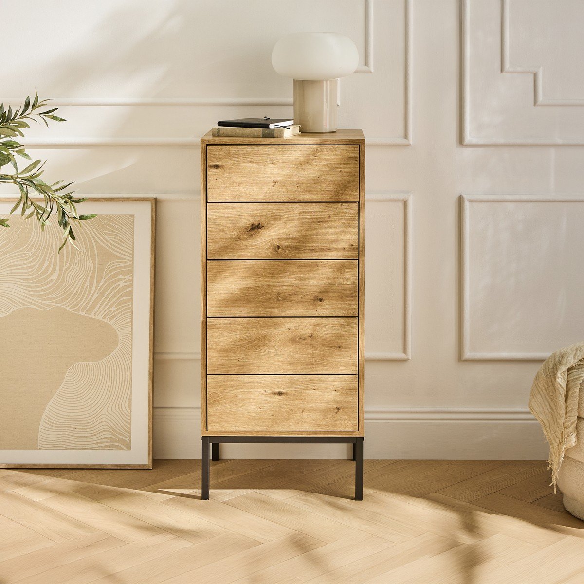 Calicosy - Hoog ladekast 5 laden LENNY - H100 cm - Metaal