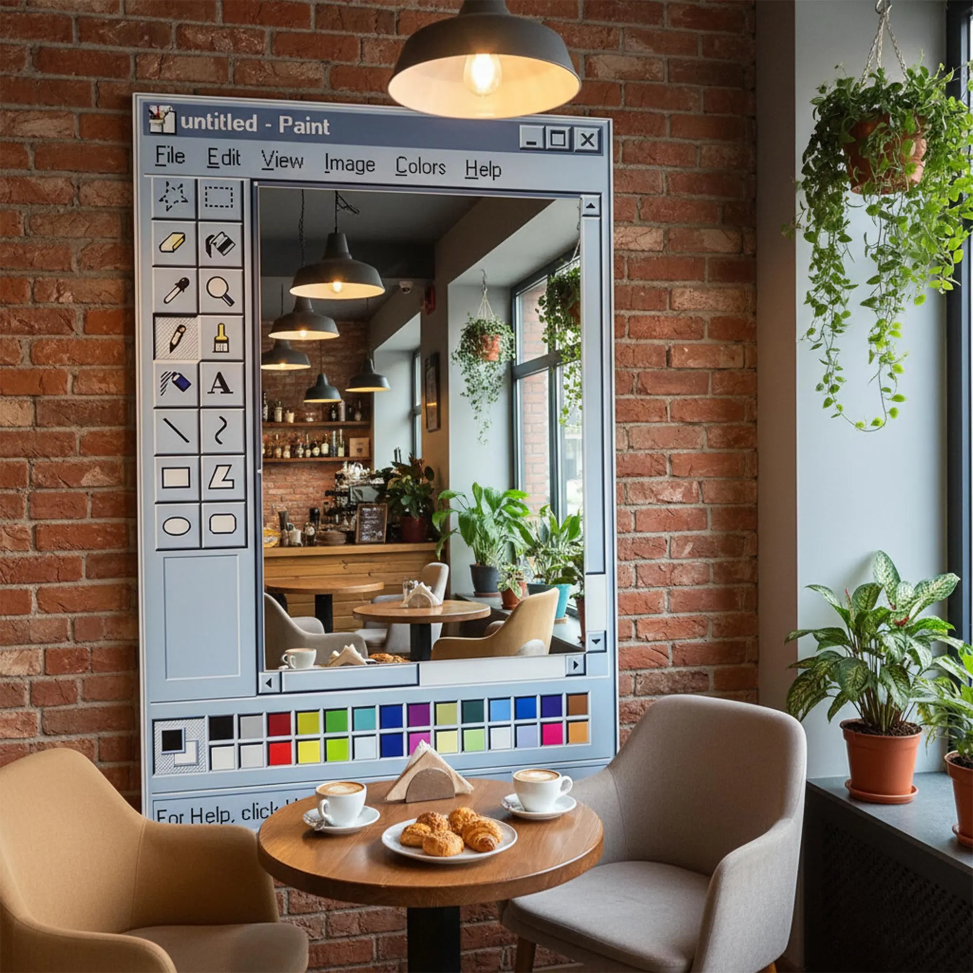 Retro Paint Mirror, Pixelated Window Frame, Nostalgic Decor