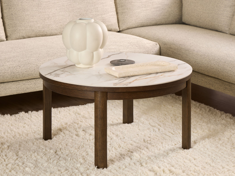 Stolik kawowy Marquise 90 cm z ceramicznym blatem, Ceramic   Oak smoked