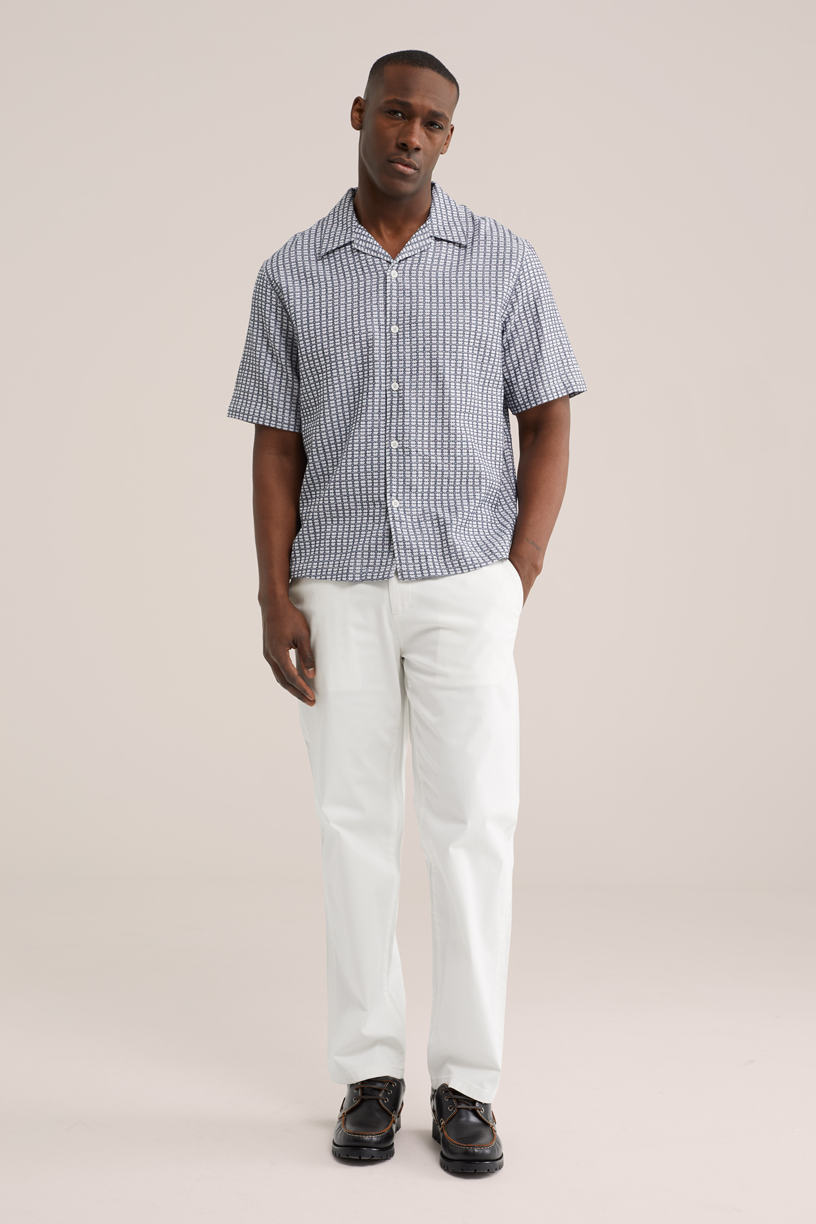 Heren regular fit broek met elastische tailleband