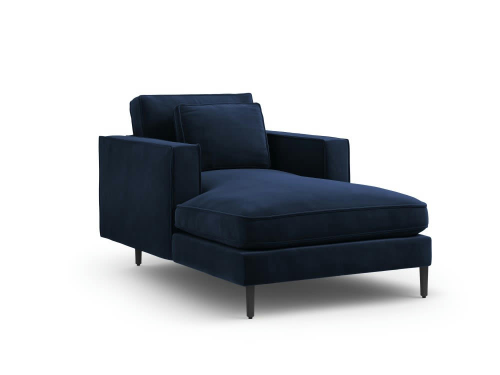 ALEXIS - Méridienne 1 place en velours bleu foncé
