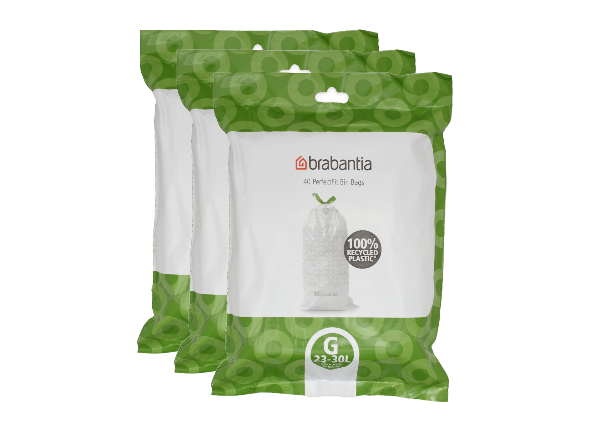 Brabantia PerfectFit Set van 3 - Vuilniszak dispenser pack - Code G - 23-30L - 3x 40 stuks