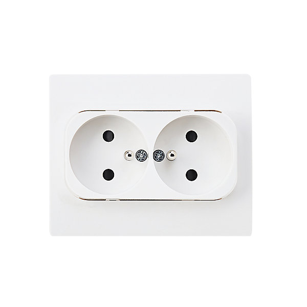 Double prise en saillie blanc complet