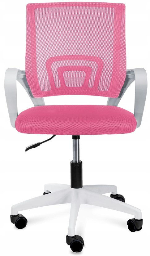 Ergonomiczny fotel obrotowy krzesło biurowe ALEX różowo biały różowy
