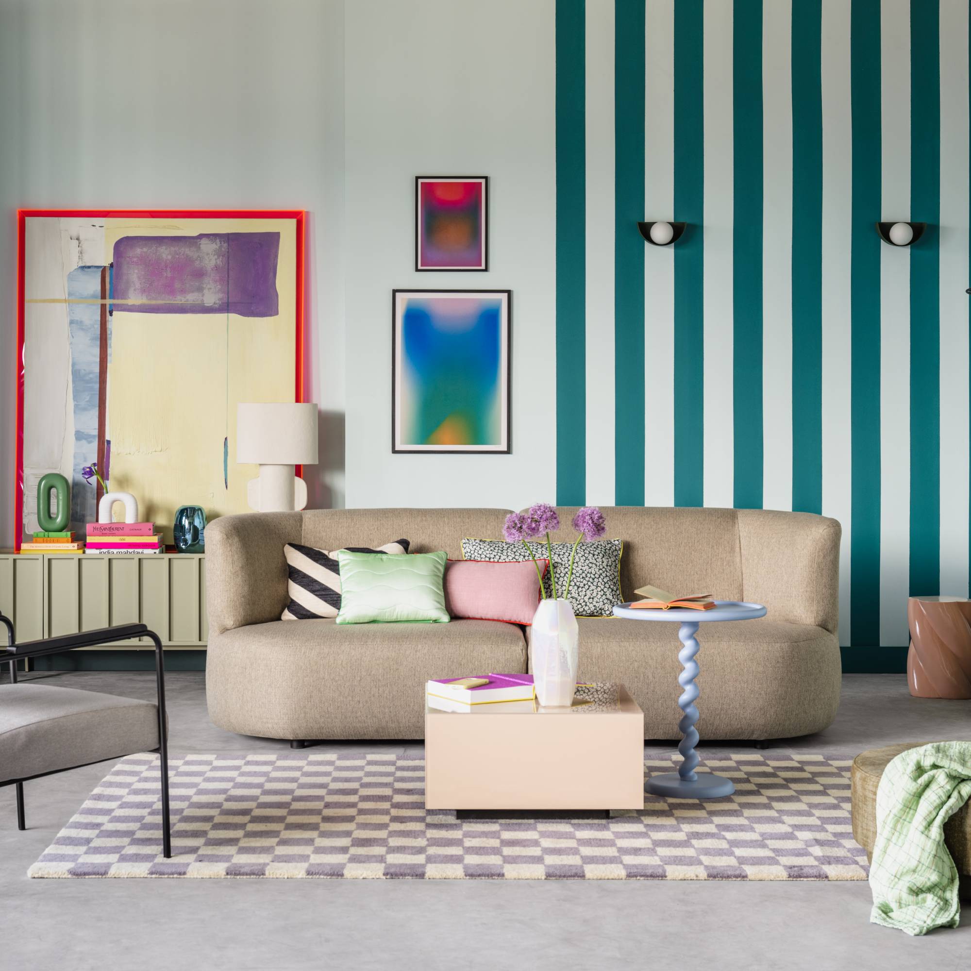 by fonQ Check Vloerkleed 170 x 240 cm - Paars