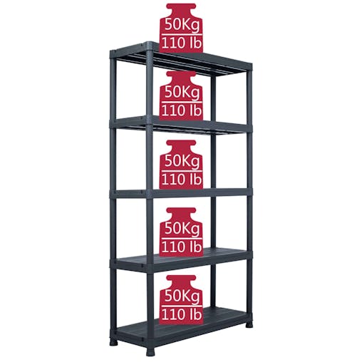 NNEVL Storage Shelf Racks 2 pcs Black 250 kg 80x40x180 cm Plastic